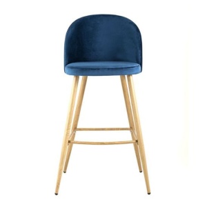 Стул барный Лион, голубой велюр