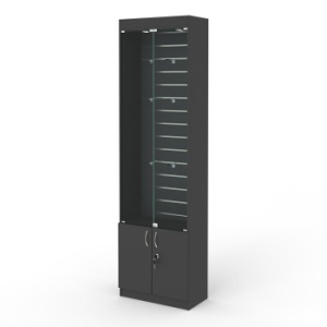 Витрина №300-4-600 (с дверками, задняя стенка -  экономпанель), Черный