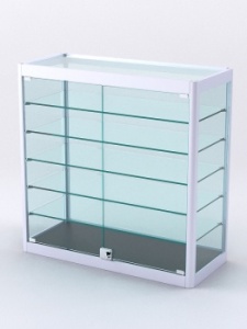 Витрина из профиля настольная "ВАЙБ" №1-5П-С-300 (задняя стенка Стекло), Черный