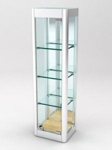 Витрина из профиля настенная "ВАЙБ ИКС" №5-3П-З-170 (задняя стенка Зеркало), Дуб Золотистый