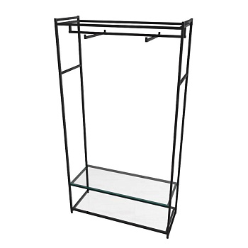 Стеллаж для одежды в стиле Лофт AС22120-08-Ч со стеклом (220х120х45)