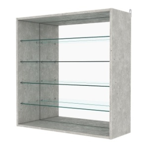 Витрина настенная №4-2ГГ с зеркалом, Метрополитан Грей