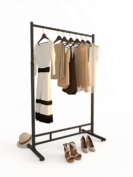 Вешалка напольная FATTO-900 усиленная с регулировкой высоты, на ножках, черная