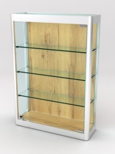 Витрина из профиля настенная "ВАЙБ ИКС" №2-3П-ДСП-170 (задняя стенка ДСП), Дуб Золотистый