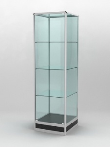Витрина "ПРОФИЛЬ ПОДИУМ" №4-500-2 (задняя стенка - стекло), Черный