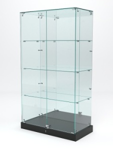 Витрина стеклянная "ИСТРА ХИТ ПРОДАЖ" №7 (с дверками, задняя стенка - зеркало), Черный