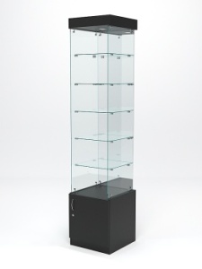 Витрина стеклянная "ИСТРА" №604 (без дверки, задняя стенка - зеркало), Черный