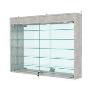 Витрина настенная с регулировочными полками №3-8А-РЕГ с зеркалом и с подсветкой, Метрополитан Грей