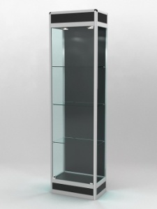 Витрина "ПРОФИЛЬ ПОДИУМ" №3-300-1 (задняя стенка - ДВП), Черный