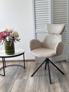 Стул ВАРДИ (VARDY) 360 град.поворот. Brego-31 Бежевый, ткань/ 7525-01 Бежевый, велюр/Черный, ®DISAUR