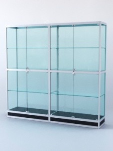 Витрина "ПРЯМОУГОЛЬНАЯ" №4-2м-400-2 (задняя стенка - стекло), Черный