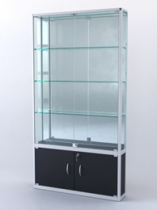 Витрина "ПРЯМОУГОЛЬНАЯ" №2-200-3 (задняя стенка - зеркало), Черный