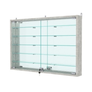 Витрина настенная с регулировочными полками №3-8АУ-РЕГ с зеркалом с подсветкой, Метрополитан Грей