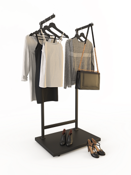 Вешало стойка двойное DOPPIO-TACCOLA-LUX-NERO "ЛОФТ" Г-образное