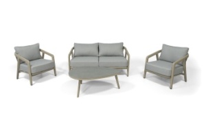 "Брюссель" лаунж-зона из искусственного ротанга на 4 персоны, цвет серый, каркас под дерево (холодно-бежевый)цвет Серый