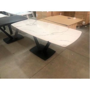Стол ALATRI 120 GLOSS STATUARIO WHITE SINTERED STONE / BLACK