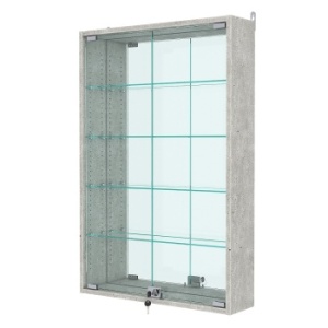 Витрина настенная с регулировочными полками №2-2А-РЕГ с зеркалом, Метрополитан Грей