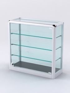 Витрина из профиля настольная "ВАЙБ ИКС" №4-3П-С-200 (задняя стенка Стекло), Черный