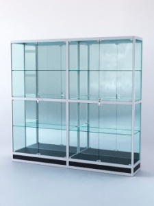 Витрина "ПРЯМОУГОЛЬНАЯ" №4-2м-400-3 (задняя стенка - зеркало), Черный