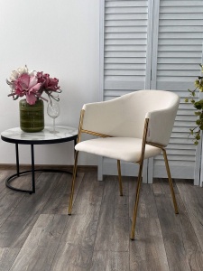 Стул DILL MOMO-01 молочный, велюр "беспальчиковый"/ золотой каркас