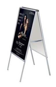 Штендер А-образный с 2 рамками 700x1000, матовое серебро