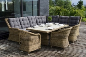 "Бергамо" обеденная группа угловая из искусственного ротанга, цвет соломенныйцвет соломенный