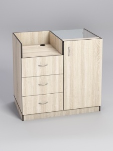 Прилавок под кассу "ТОРГОВЫЙ" №8 с дверкой, Дуб Сонома, кромка Дуб Венге