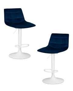 Набор 2 шт Стул барный DOBRIN TAILOR WHITE, синий велюр (MJ9-117)
