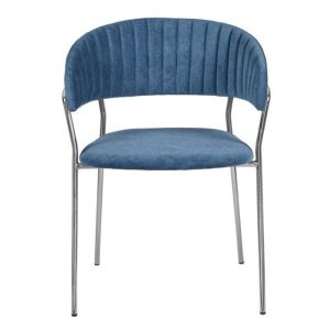 Стул Turin синий вельвет с хромированными ножками