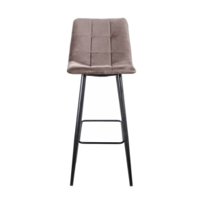 Стул барный UNO бархат пепельно-бежевый / чёрный конус