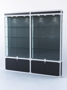 Витрина "ПРЯМОУГОЛЬНАЯ" №1-2м-200-1 (задняя стенка - ДВП), Черный