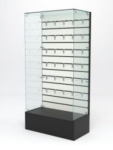 Витрина стеклянная "ИСТРА ПОДИУМ" №109-ЭП (без дверок, задняя стенка - экономпанель), Черный