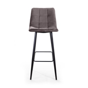 Стул барный Уно, бархат антрацит 14/ чёрный конус