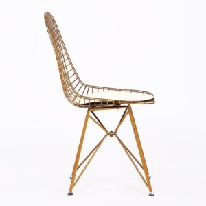 Стул обеденный Eiffel золотой, с белой подушкой