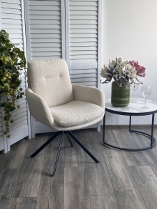 Стул ДАРЕМ (DAREM) Белый букле Davis now or never -03 / черный каркас, ®DISAUR