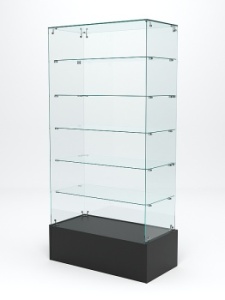 Витрина стеклянная "ИСТРА ПОДИУМ" №609 (без дверок, задняя стенка - стекло), Черный