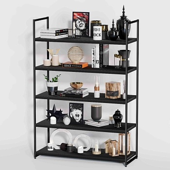 Стеллаж в стиле Лофт A17120-20-ЧЧ с полками ЛДСП (220х120х45)