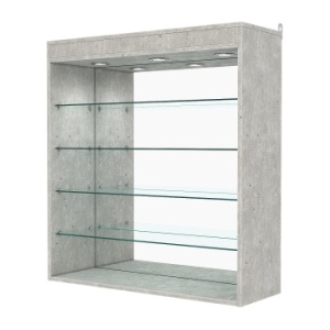 Витрина настенная №4-4ГГ с зеркалом и с подсветкой, Метрополитан Грей