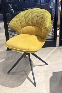 Стул АСТРА (ASTRA) 360 град. поворот Желтый Sonic 68 ткань / 7525-132 велюр / черный каркас, ®DISAUR
