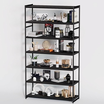 Стеллаж в стиле Лофт A22120-21-ЧЧ с полками ЛДСП (220х120х45)