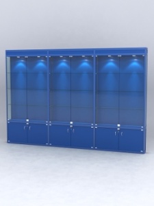 Витрина "АЛПРО" №1-3м-200-1 (задняя стенка - ДВП), Синий