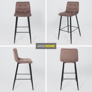 Стул барный Stella, коричневый, велюр