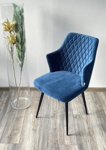 Стул ГЕРМАН (HERMAN) 360 град. СИНИЙ #29, велюр / черный каркас