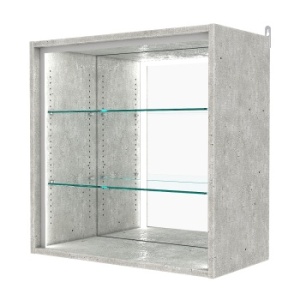 Витрина настенная с регулировочными полками №1-2ГГ-РЕГ-П с зеркалом, Метрополитан Грей