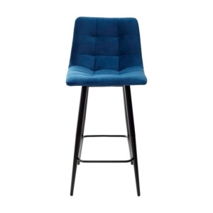 Полубарный стул Chilli QB, синий велюр/ черный каркас