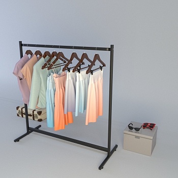 Рейл для одежды BREVE-1330 в стиле Лофт на ножках, с овальной штангой, черная