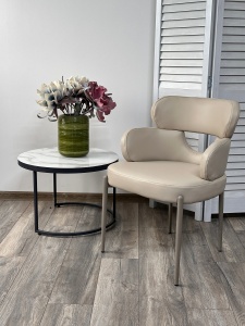 Стул ВАЛТЕР (VALTER) HF017-02 Бежевый, экокожа / Латте каркас, ®DISAUR