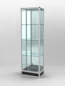 Витрина "ПРОФИЛЬ ПОДИУМ" №4-300-3 (задняя стенка - зеркало), Черный