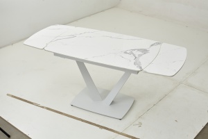 Стол АЛАТРИ (ALATRI) 120 цвет БЕЛЫЙ МРАМОР ГЛЯНЦ. (GLOSS STATUARIO WHITE), керамика / БЕЛЫЙ, ®DISAUR