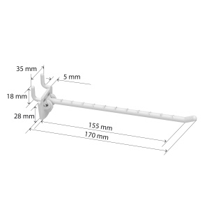 Крючок одинарный SINGLE HOOK-MP-150 белый, в перфорацию, длина 150 мм